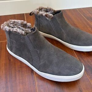 Toms Charcoal Gray Suede Fur-Lined High Top Sneakers
